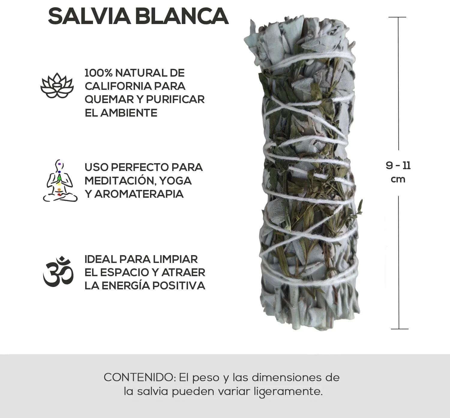 Sahumerio Salvia blanca 10 cm. aprox.