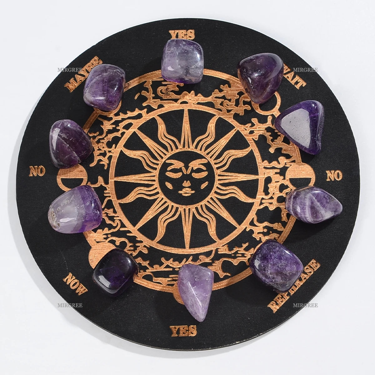 Conjunto de piedras para meditación y adivinación con tablero