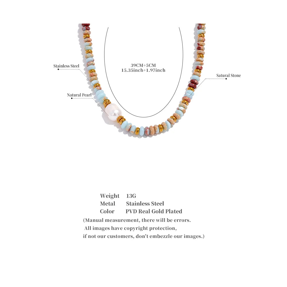 Collar de piedras naturales y acero inoxidable