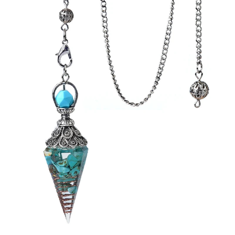 Péndulo Espiritual Piedra Natural - Colgante Reiki Energía y Suerte