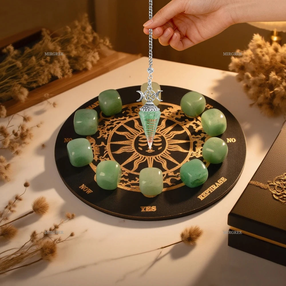 Conjunto de piedras para meditación y adivinación con tablero