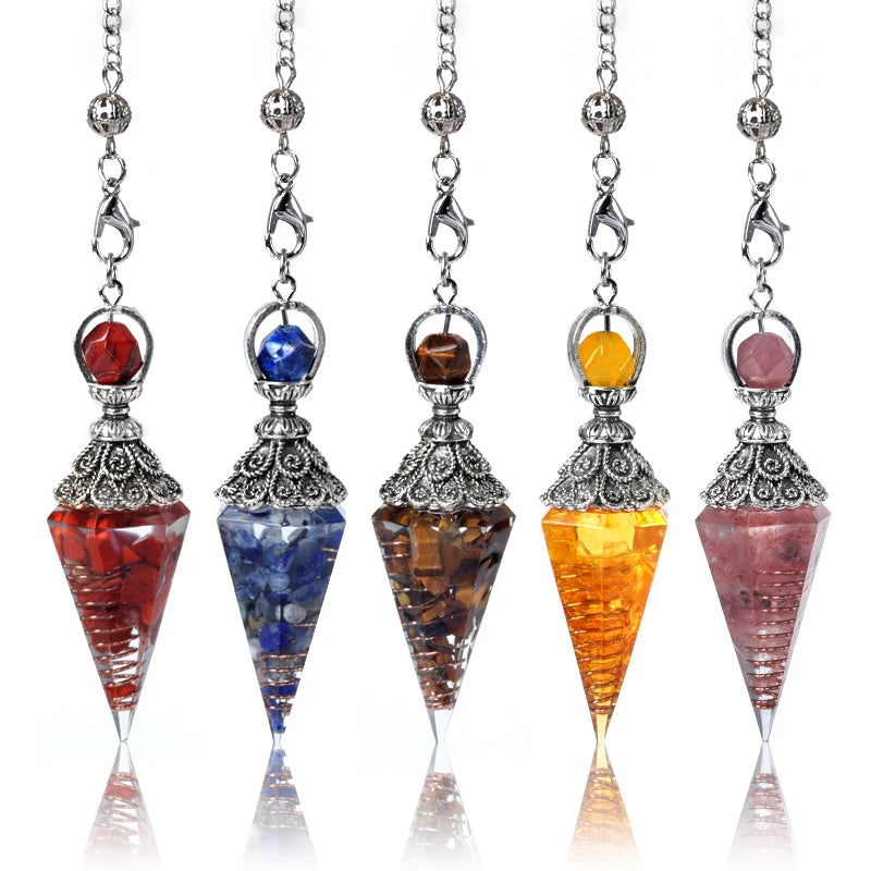 Péndulo Espiritual Piedra Natural - Colgante Reiki Energía y Suerte