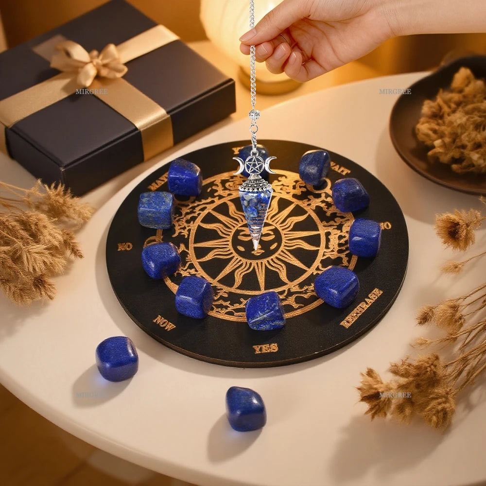 Conjunto de piedras para meditación y adivinación con tablero