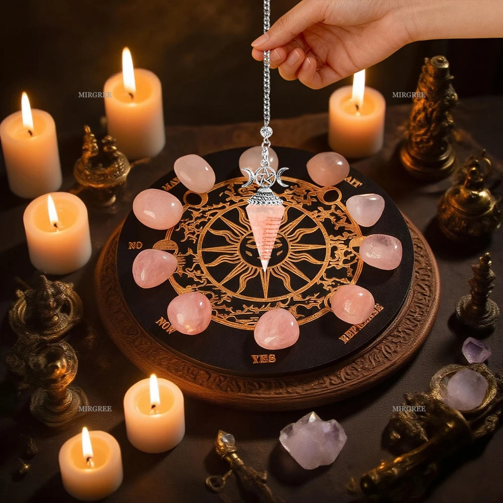 Conjunto de piedras para meditación y adivinación con tablero