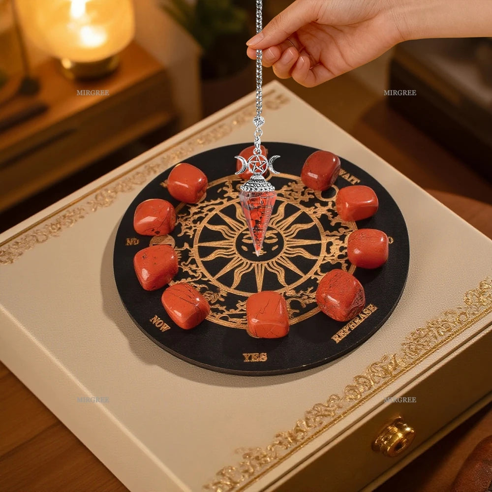 Conjunto de piedras para meditación y adivinación con tablero