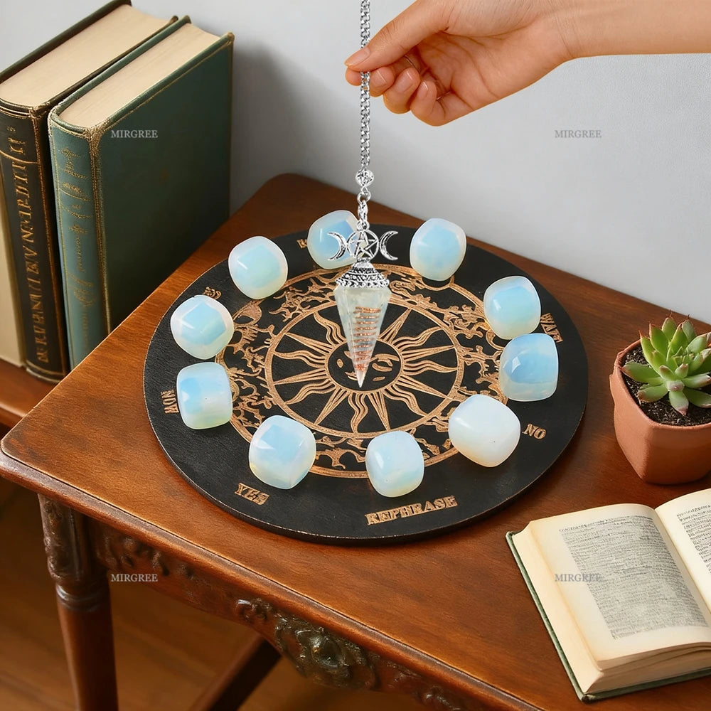 Conjunto de piedras para meditación y adivinación con tablero