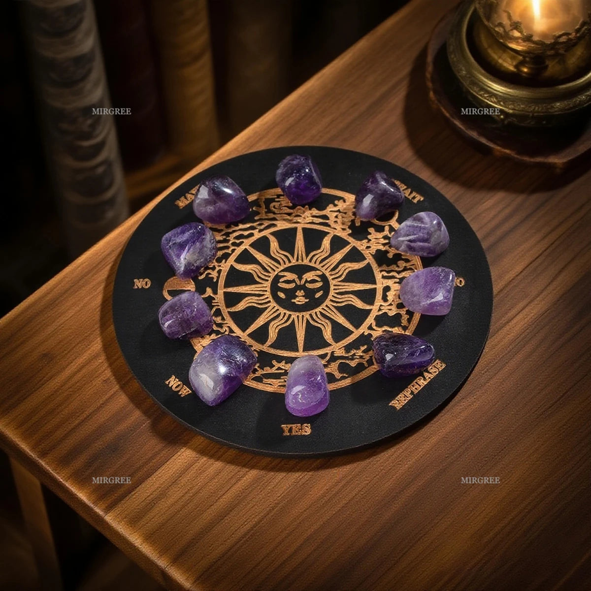 Conjunto de piedras para meditación y adivinación con tablero